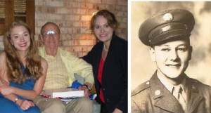 Stacie and Carrie with Kenneth Stoelting (their cousin and adopted grandpa) who served in WWII.