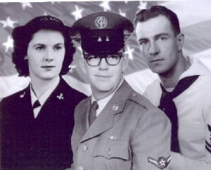 Staff Sargent Thomas Disinger (Air Force) with parents and WWII veterans Bob & Jean Disinger